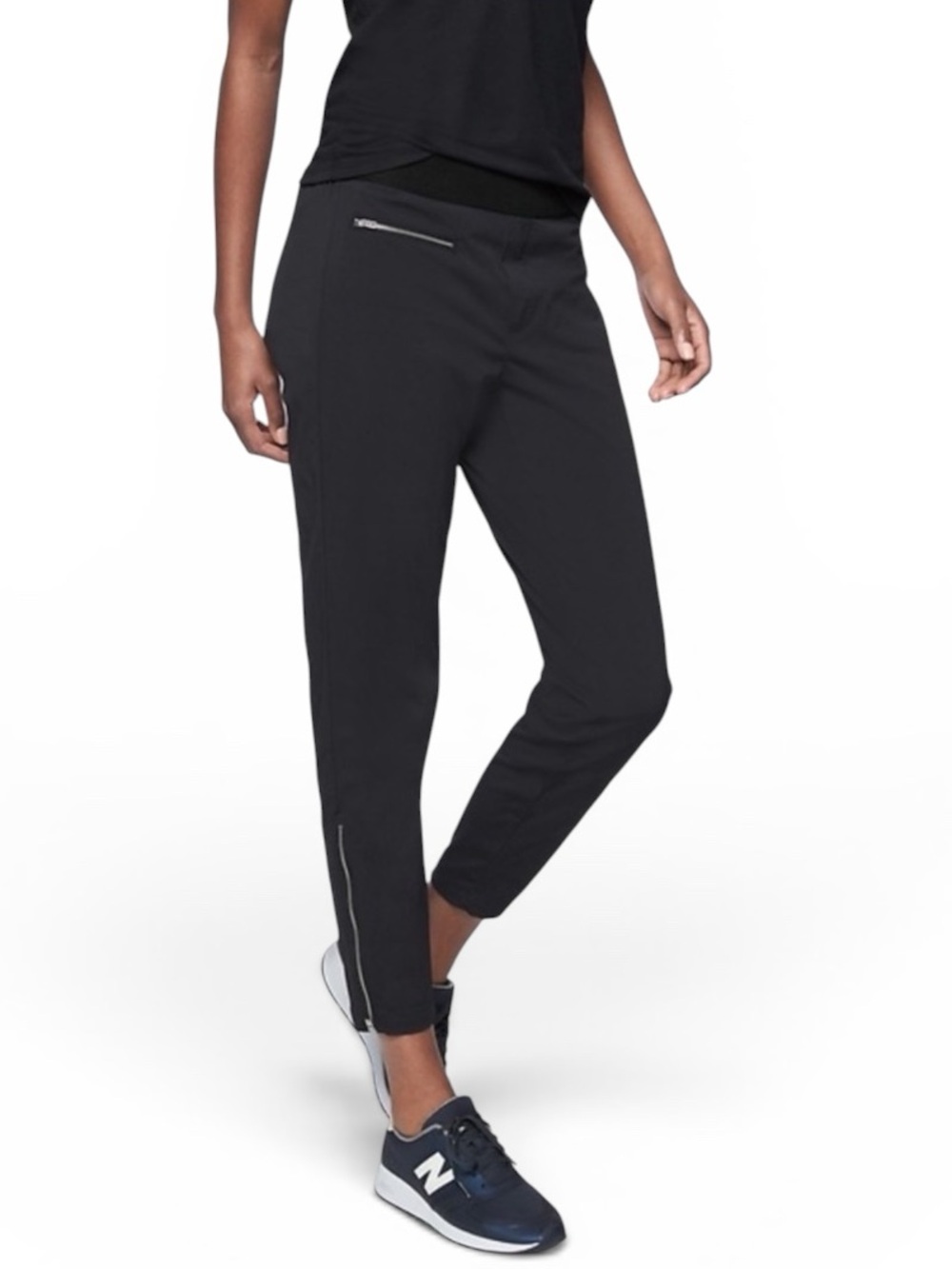 Athleta Black Trekkie Mod Crop Zip Ankle Pants Size 10
